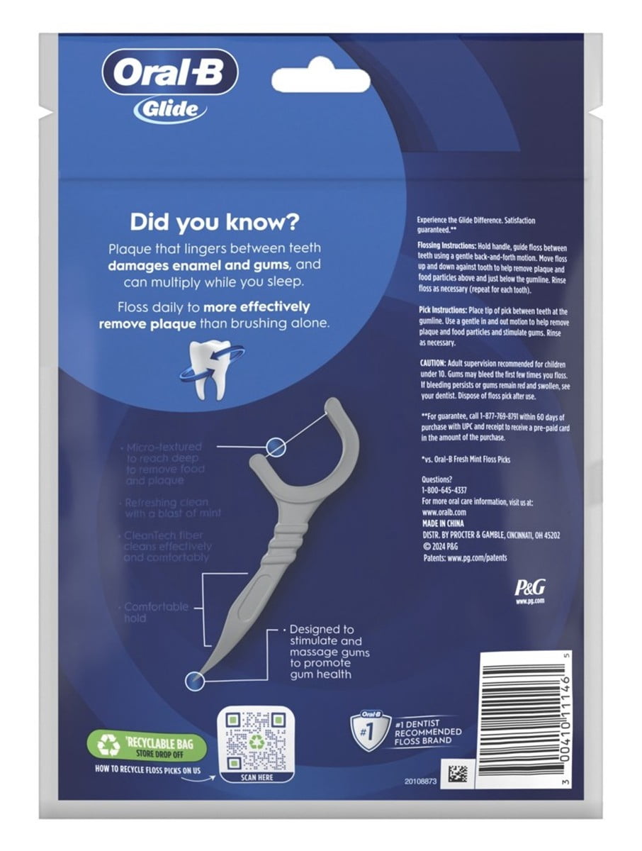 Oral-B Glide Floss Picks Ultra Deep Clean Cool Mint 75 Count (Pack of 3)