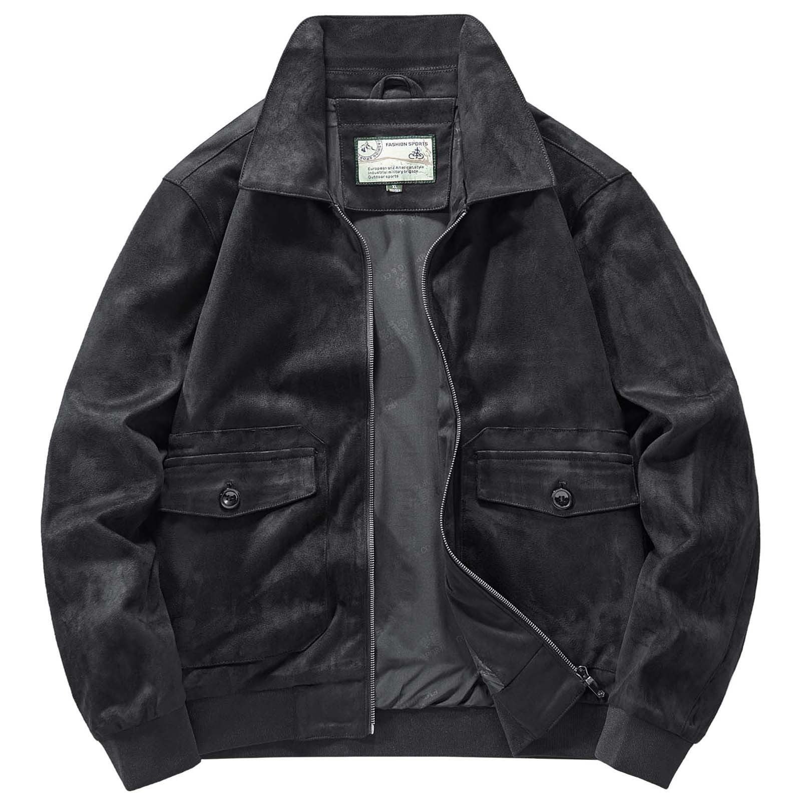 Men's Suede Jacket Casual Long Sleeved Button Down Slim Fit Men's Suede Jacket Casual Long Sleeved Button Down Slim Fit