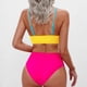 thumbnail image 3 of Conjunto de Bikini de Cintura Alta para las Mujeres Bloque de Color Cruzando Suspensiones, Traje de Baño de Moda sin Espalda Sexy, 3 of 6