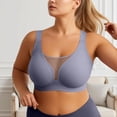 thumbnail image 3 of Alun Comfortable and Wide Shoulder Strap Bras for Women Breathable Lace Splicing V-Neck Wireless Seamless Bralette Solid Color Simple Stylish for Large Everyday Wear Blue XXXXXL, 3 of 5