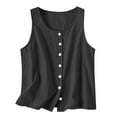 thumbnail image 4 of Linen Tank Tops Womens Sleeveless Tops Dressy Casual Button Down Crop Shirt Loose Fit Blouse Work Office Outfits 2025, 4 of 6