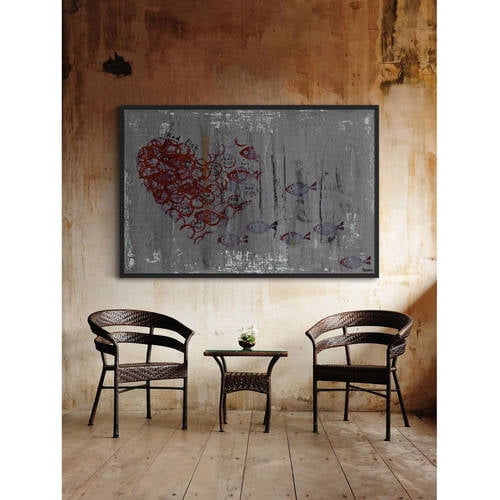 "Fish Heart" Floater Framed Painting Print on Canvas