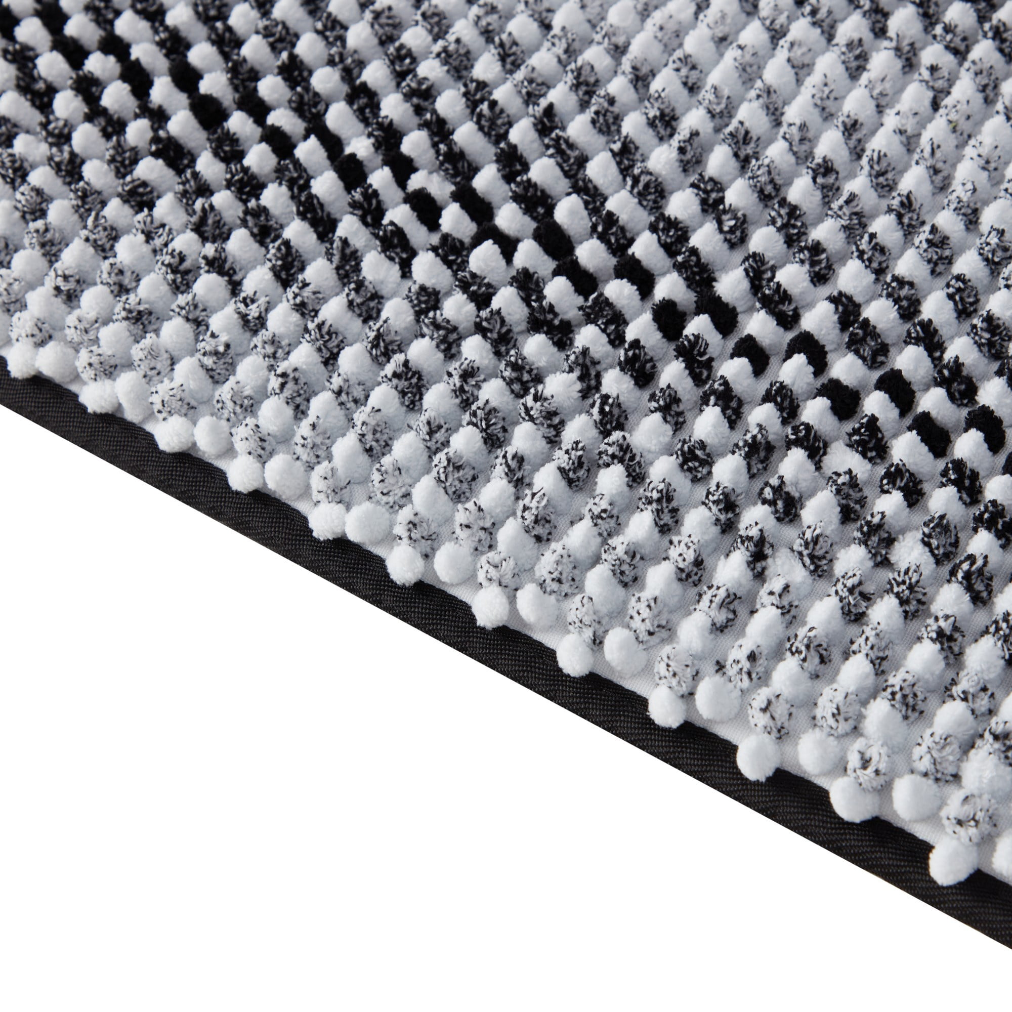 VCNY Home Memory Foam Noodle Black Heathered Stripe Polyester Bath Rug, 20" x 30"