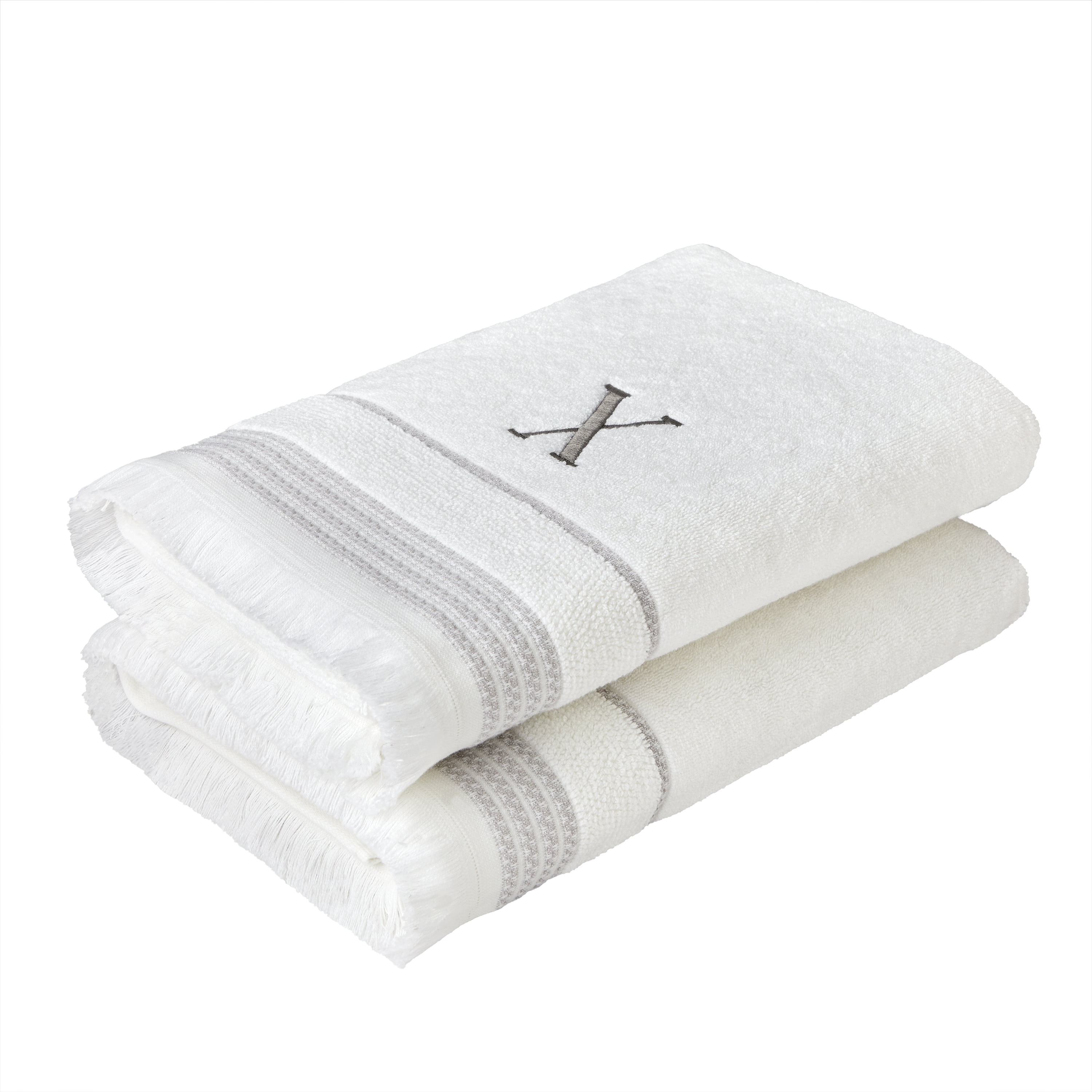 SKL Home Casual Monogram Bath Towel, "X",  White