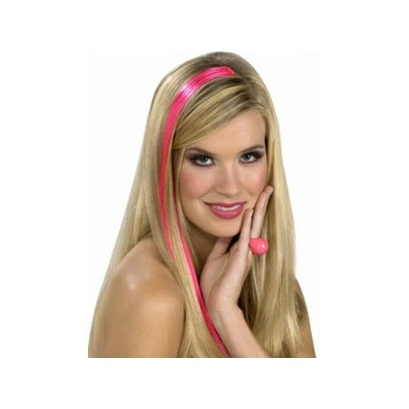 Adult 80's Style Neon Pink Hair Extention Kit