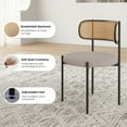 thumbnail image 4 of Farini Upholstered Dining Chair Set of 2, Rattan Backrest Kitchen Chair, Light Grey, 4 of 8