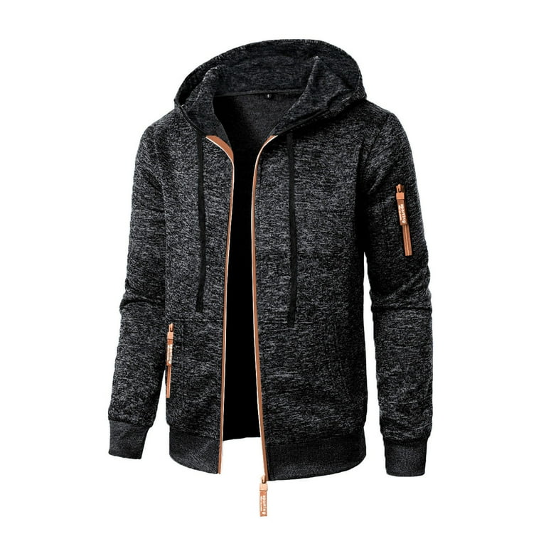 Oversized Jackets Solid Color Zip Up Hoodies Men's Oversized