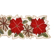 Christmas Floral Table Runner, Handmade Table Runner, Velvet Flower Table Runner, Beaded Table Runner 13X36 Inches