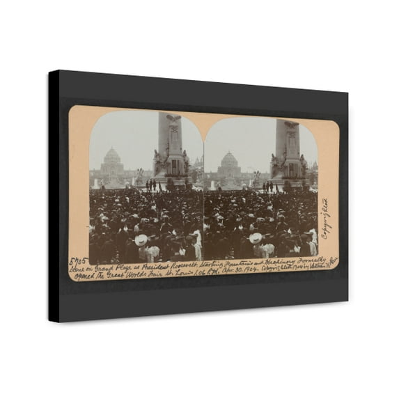 Canvas Print: Scene On Grand Plaza As President Roosevelt, Starting Fountains And