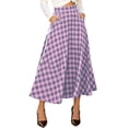 thumbnail image 2 of Jovrlynd Plaid Skirts for Women A Line High Waist Pleated Midi Skirts with Pockets Trendy Western Fall Flared Long Skirts, S-3XL, 2 of 9