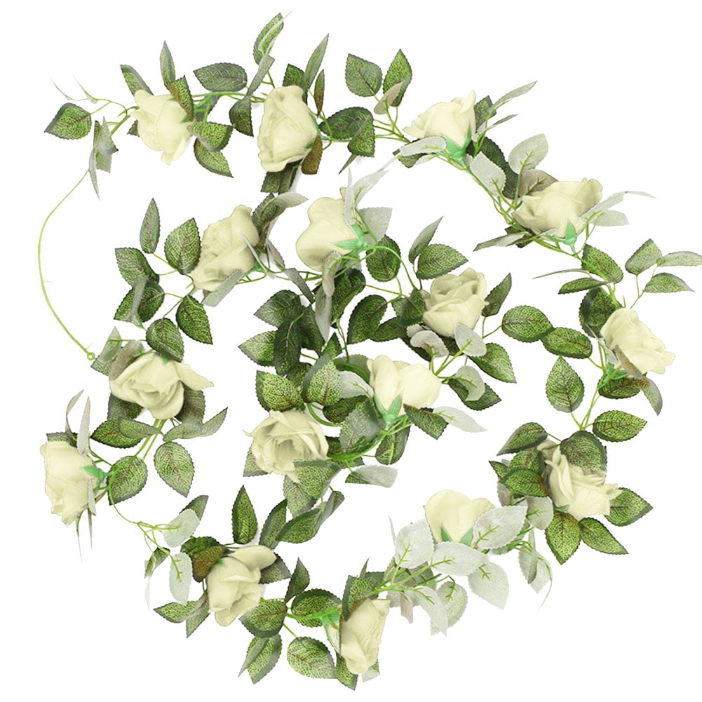 12ft 2 Bendable Flower White Garlands Artificial Silk Wild Rose