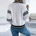 thumbnail image 4 of Juslio Womens Sweater Pullovers Sweater Color Block V Neck Long Sleeve Knit White, 4 of 5