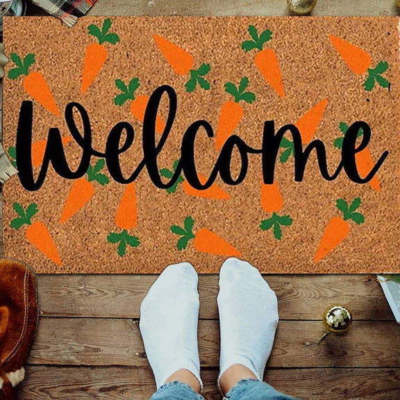 Easter Decorations Welcome Door Mat 23.6 x 15.7 in Indoor Outdoor Entry Rug for Front Door Home Porch, Spring Easter Decor Floor Mat for Easter Decorations for Home