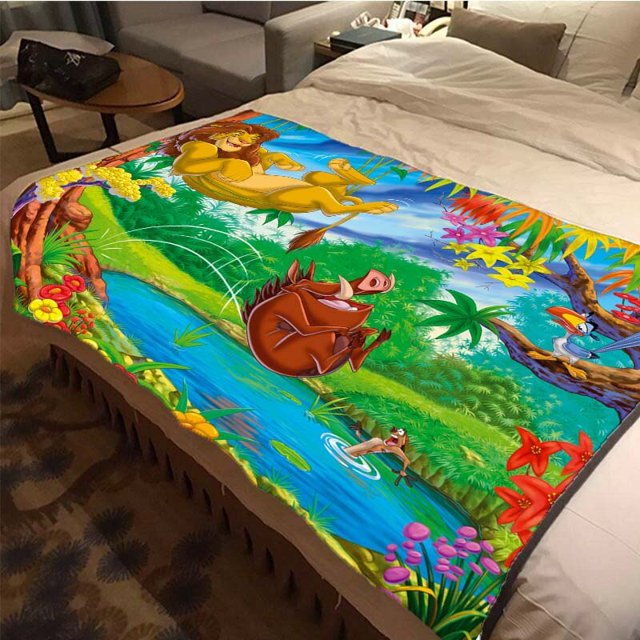 Disney Flannel Blanket The Lion King Printed Bedspread Blanket Winter Soft Fleece Blanket Sofa Bed Blanket children's gift100x150cm(39x59 in) Gao Jinjia LED