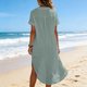 thumbnail image 5 of Vestido de Verano Casual de las Mujeres de Color Sólido de Lino Cuello de Vuelta sin Mangas Botón Vestido, Chaquetas de Vestido de Verano para las Mujeres Pieza de Capa Ligera, Uso Diario Suave Trans, 5 of 8