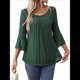 thumbnail image 3 of Blusa Elegante con Volantes para Mujer, 3/4, Cuello Redondo, Doble Capa, , Túnica. Verde Oscuro XXL, 3 of 9