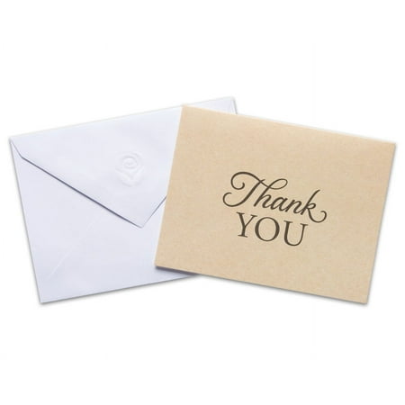 American Greetings Thank You Cards with Envelopes, Brown Kraft-Style (50-Count)
