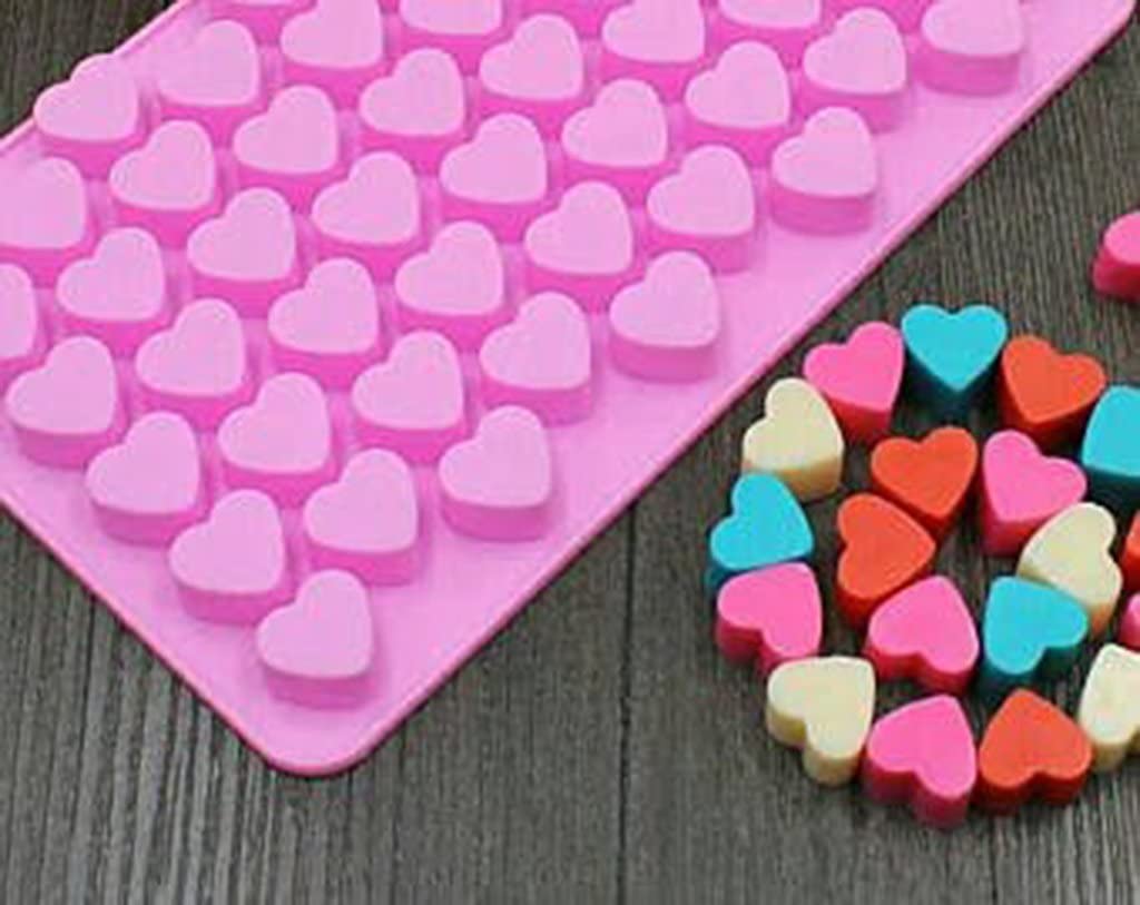 Gisneze Silicone Mold Mini Heart Shape Silicone Ice Cube Molds Trays/Chocolate Mold Pink Set of Two