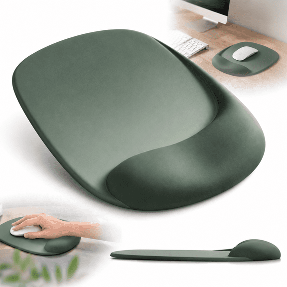 Emlimny Mouse Pad with Wrist Support Ergonomic Design Relief Carpal Tunnel Pain with Gel Wrist Support Mouse Pad Memory Foam Mouse Pad with Non-Slip PU Base for Computer Desk