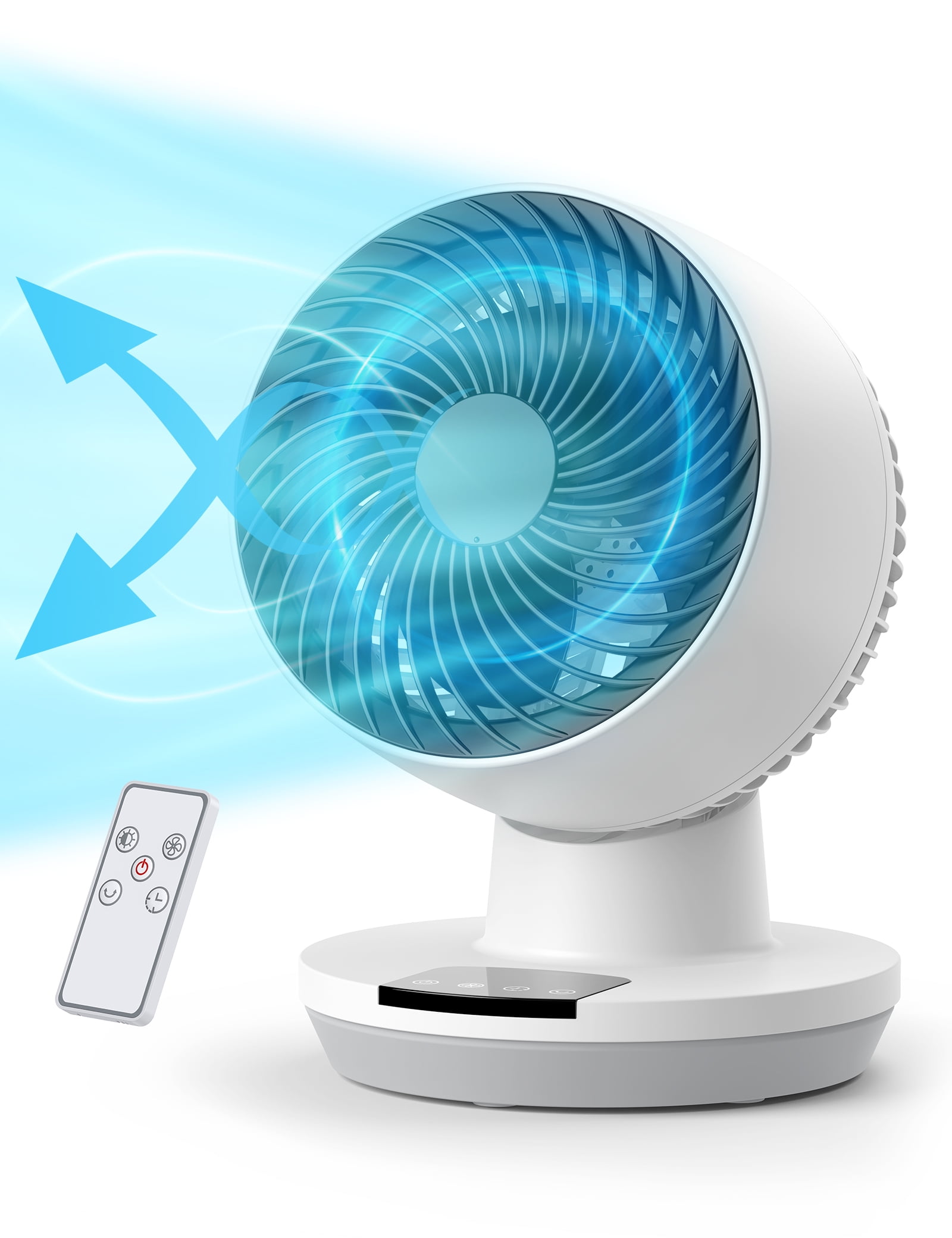 Electric Table Fan with Remote, 8" Oscillating Quiet Air Circulator Fan