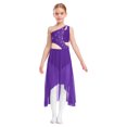 thumbnail image 2 of YiZYiF Girls Solid Color Lyrical Dance Costume Sleeveless Shiny Rhinestone Mesh Modern Dancing Dress Diamond Purple 12, 2 of 6