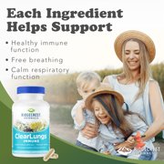 Ridgecrest Herbals ClearLungs Immune, Lung Support Supplement with Mullein, Elderberry, Zinc, Vitamin C, Vitamin A, Olive Leaf (60 Caps, 30 Serv)