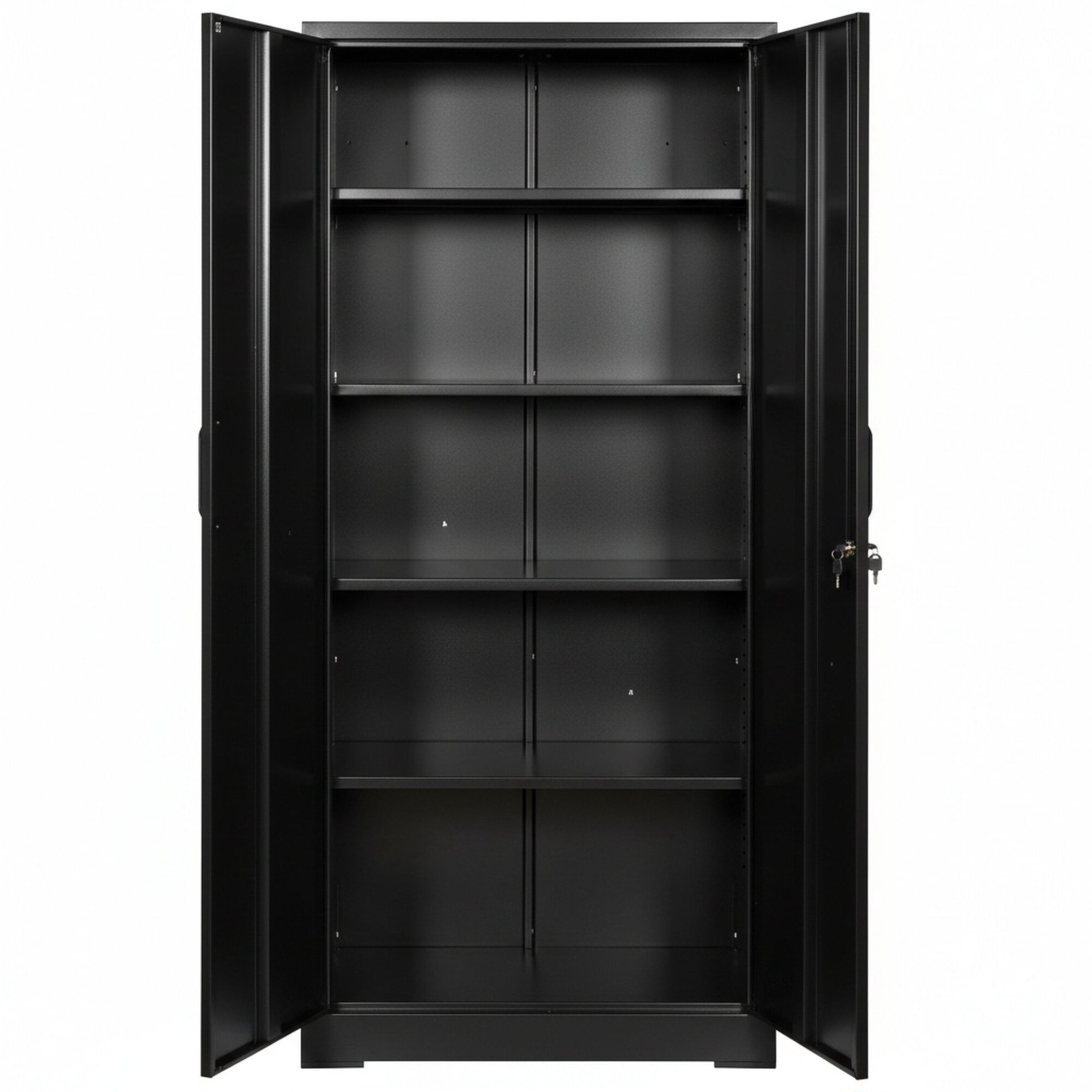 GDF Studio 71" Heavy-Duty Metal Storage Cabinet with Locking Doors & 4 Adjustable Shelves, Black