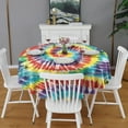 thumbnail image 2 of Colorful Tie Dye Pattern Round Tablecloth 60"x60",Wrinkle Wipeable Table Cloth for Kitchen Dining Room Picnic Patio Party, 2 of 6