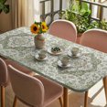 thumbnail image 3 of Sage Green Boho Table Cloths for 6 Foot Rectangle Tables, Vintage Abstract Art Ethnic Tribe Patio Waterproof Elastic Fitted Tablecloths, Washable Rectangular Table Cover for Camping, 3 of 8