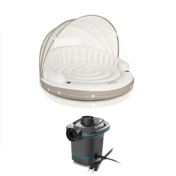 Intex Inflatable Canopy Island Float Lounge   AC Electric Air Pump w/ 3 Nozzles