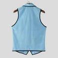thumbnail image 4 of LEKWK Mens Sleeveless Shirts Tuxedo V Neck Suit Vest Casual Shirts Contrast Trim Button Dress Shirts Slim Fit Prom Wedding Party formal Waistcoat, 4 of 8