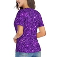 thumbnail image 3 of Vsdgher Purple Glitter Women Shirts V Neck Short Sleeve Tops T-Shirt Basic Tees, S to 3XLLarge, 3 of 5