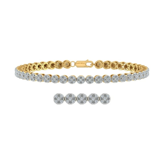 1 Carat Diamond Tennis Bracelet in 14K Yellow Gold (7.5 Inch) (I1-I2 Clarity)