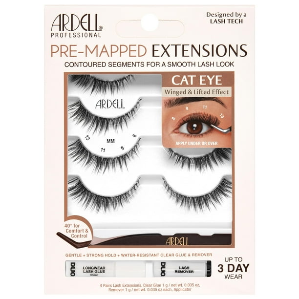 Kit de extensiones de pestañas Ardell Premapped Cat Eye, paquete de 4