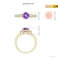 thumbnail image 4 of ANGARA Natural Classic Three Stone Amethyst and Diamond Ring in 14K Yellow Gold for Women (Size-6mm) | February Birthstone, Birthday, Anniversary, Jewelry Gift for Women | Natural Amethyst Ring, 4 of 9