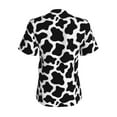thumbnail image 3 of Uemuo Cow Print Black White Printed Women's Classic V-Neck T-Shirt - Soft, Breathable, Moisture-Wicking, Perfect for Casual, Office, Travel, and Everyday Wear-Medium, 3 of 5