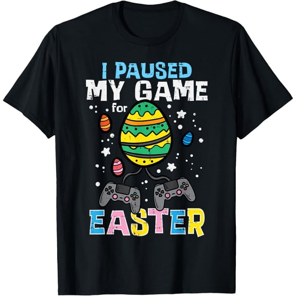 Paused My Game Easter Egg Gamer Cute Men Boys Kids Youth T-Shirt