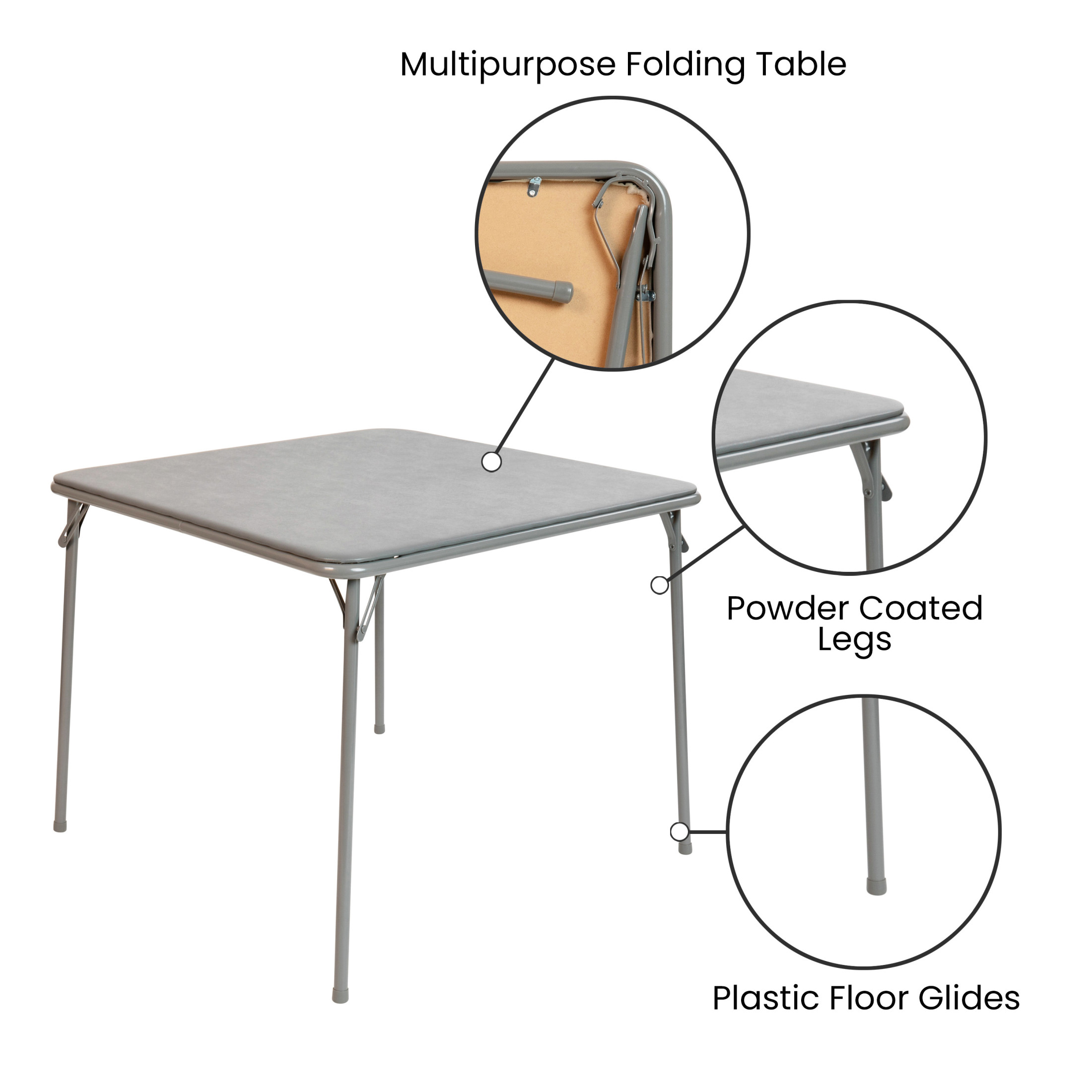 Flash Furniture Vinyl Padded Folding Card Table, Gray photo 4