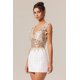 thumbnail image 2 of Vestido Bellabarnetten Siara con cuello en V, halter, flores y encaje, mini, 2 of 6
