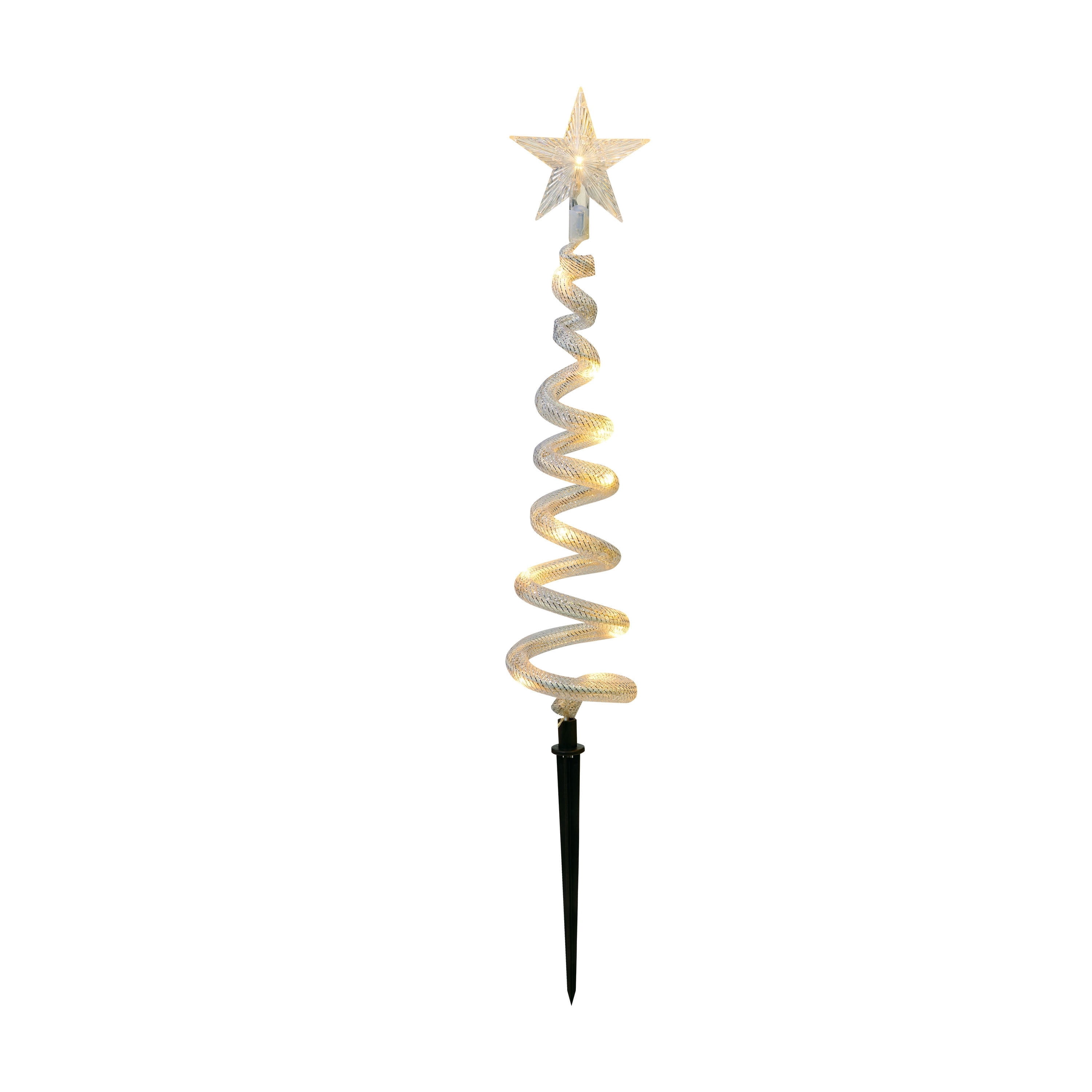Outdoor Solar-Powered LED Spiral Tree Christmas Pathway Lights, Warm White, Set of 3, by Holiday Time