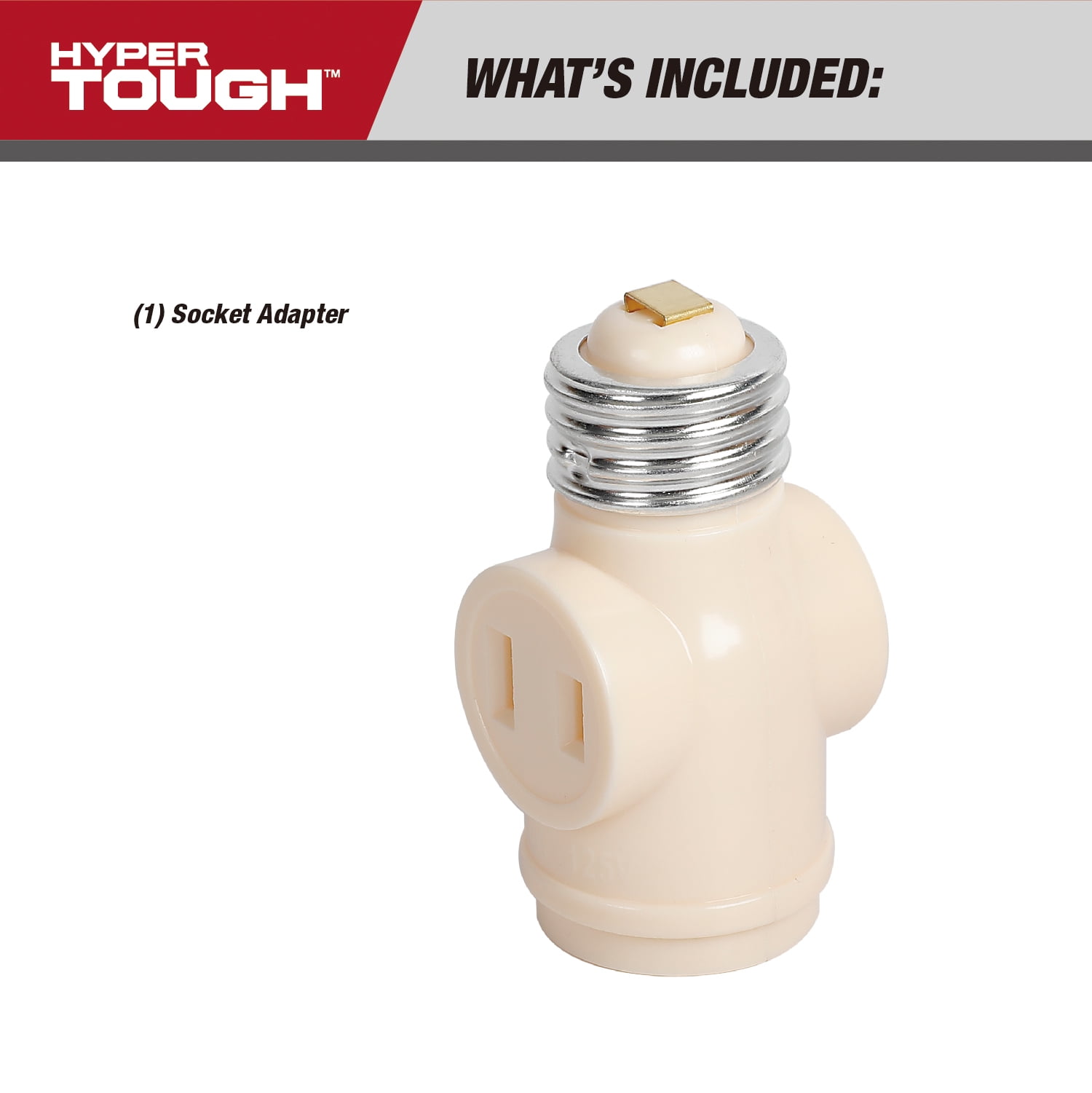 Hyper Tough Socket Adapter 2 Polarized Outlets, 1875 Watts, 15 Amps