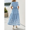 thumbnail image 5 of PRETTYGARDEN Women's Summer Boho Maxi Dress Spring Floral Short Sleeve V Neck A Line Flowy Beach Wedding Guest Dresses, 5 of 9