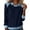 Dark Blue, variant on Women's Denim Patchwork Lapel Pullover, Casual Contrast Stitching Sweatshirt, Comfortable Knit Blouse, Fashion Collar Shirt, Streetwear Style Tops White M