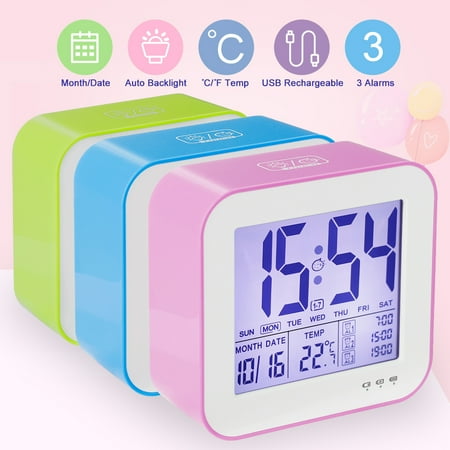 - Alarm Clock, Tsumbay Time Clock Calendar Temperature Thermometer with Snooze Function Electronic LED Alarm and Backlight Night Light