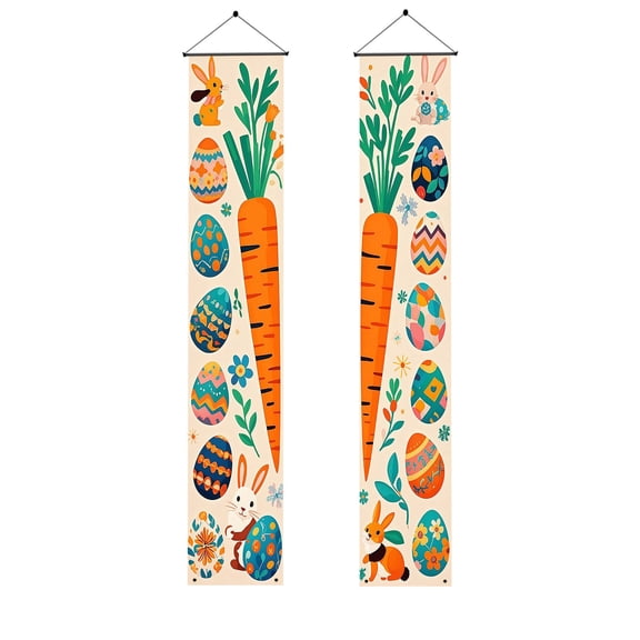 Easter Porch Banner, Spring Holiday Welcome Sign for Front Door and Fence, Festive Yard and Home Decor, Weatherproof Vinyl