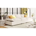 thumbnail image 3 of Deep Seated Couch Modern 3 Seater Sofa with 2 Side Storage Space Beige, 3 of 5