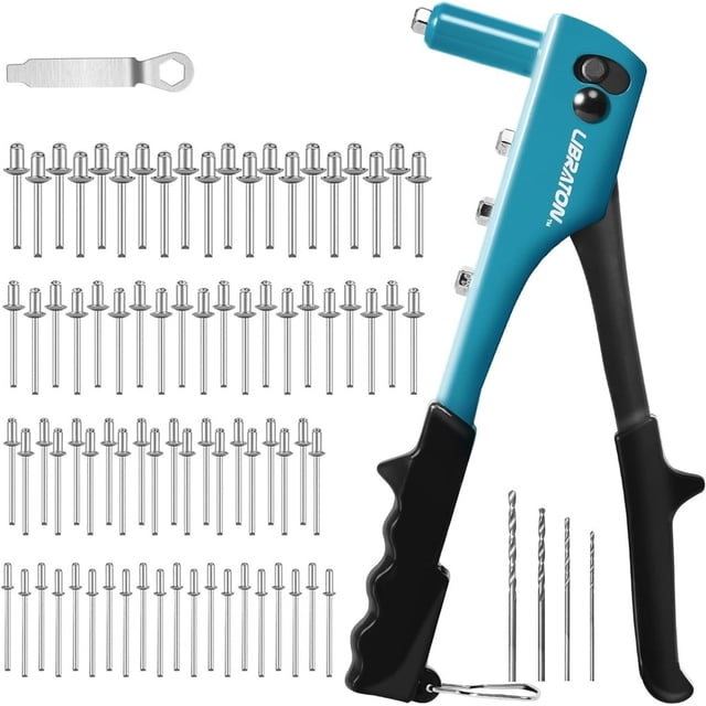 Rivet Gun, Rivet Gun Kit, Pop Rivet Gun, 80PCs Metal Rivets and 4 Drill Bits,...