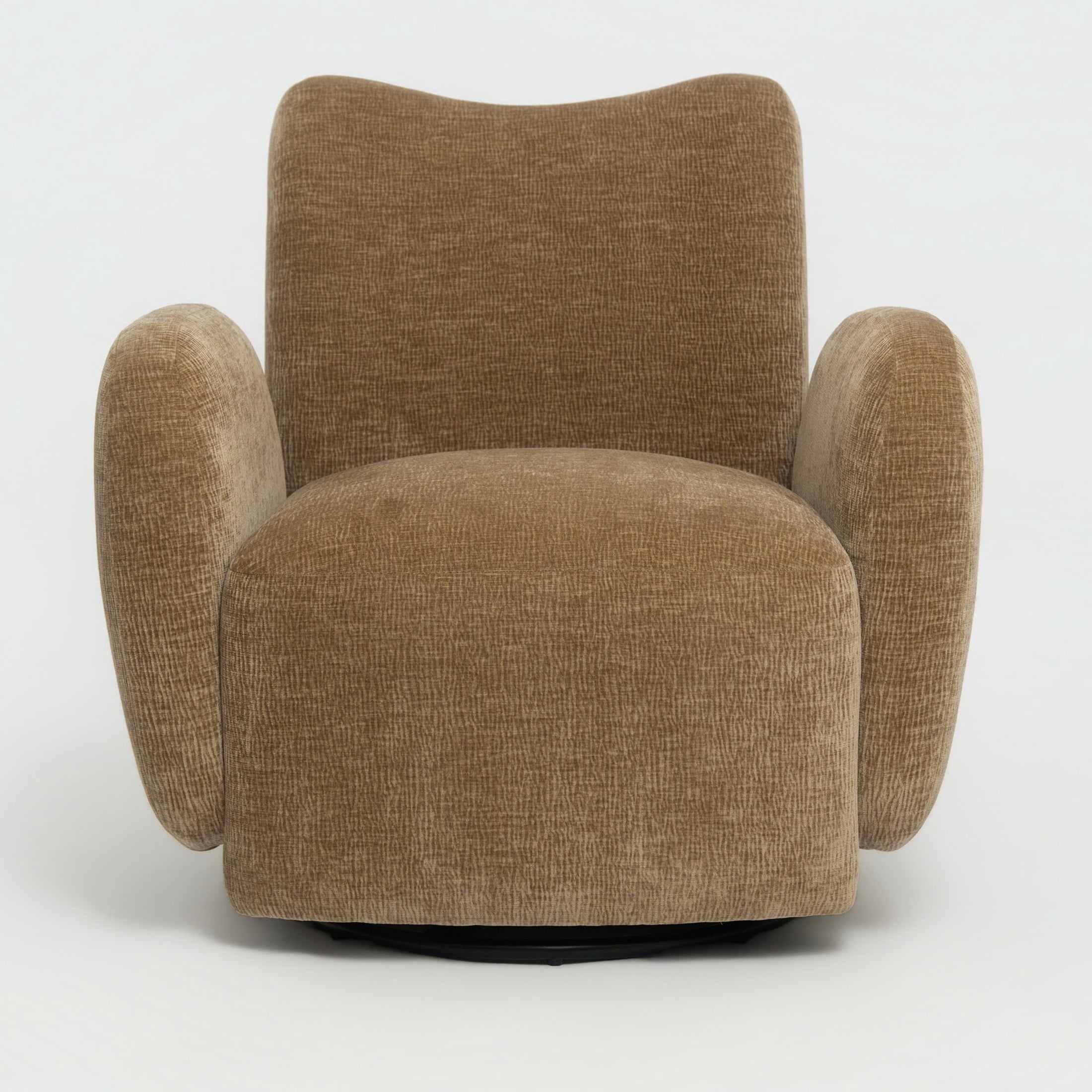 Noble House Gabryle 360° Swivel Accent Chair, Luxurious Chenille Upholstered Barrel Chair, Living Room, Camel