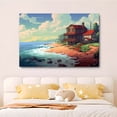 thumbnail image 4 of Póster de lienzo con una cabaña tranquila junto al mar, decoración para dormitorio, paisaje deportivo, decoración para oficina, regalo, estilo marco, 20 x 30 cm, 4 of 8