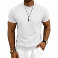thumbnail image 2 of FRSASU Men's Waffle T-Shirt Casual Stretch Solid Crewneck Short Sleeve Lightweight Textured Pullover Tee Tops White, 2 of 7